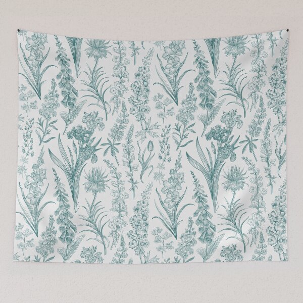 Item preview, Emerald Green Botanical Toile de Jouy designed and sold by janesbotanics.