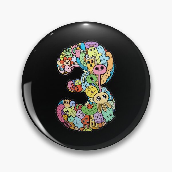 Item preview, Number 3 three - Funny and Colorful Cute Monster Creatures designed and sold by funwithletters.