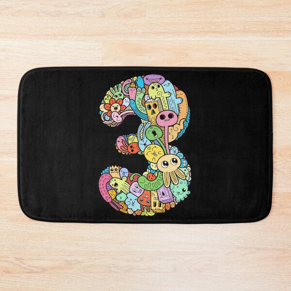 Item preview, Number 3 three - Funny and Colorful Cute Monster Creatures designed and sold by funwithletters.