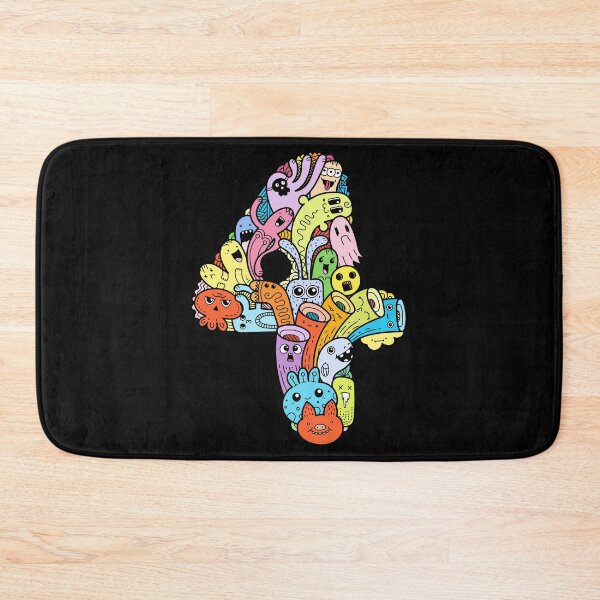 Item preview, Number 4 four - Funny and Colorful Cute Monster Creatures designed and sold by funwithletters.
