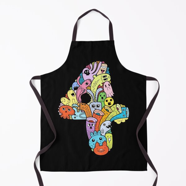 Item preview, Number 4 four - Funny and Colorful Cute Monster Creatures designed and sold by funwithletters.
