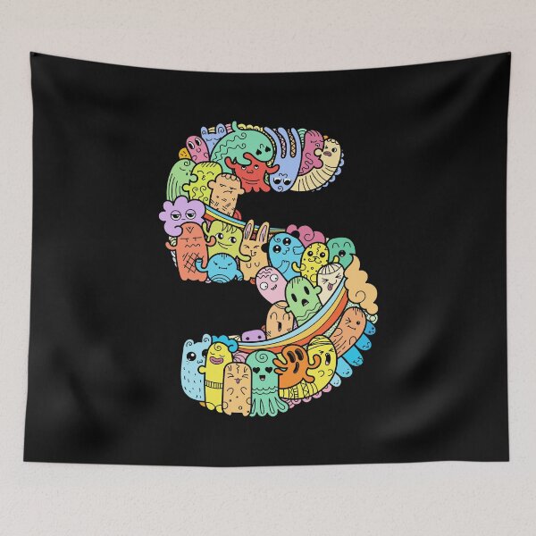 Item preview, Number 5 five - Funny and Colorful Cute Monster Creatures designed and sold by funwithletters.