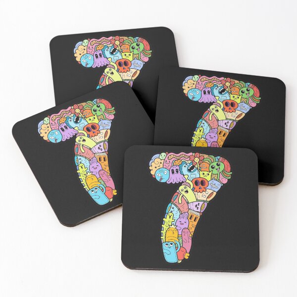 Item preview, Number 7 seven - Funny and Colorful Cute Monster Creatures designed and sold by funwithletters.