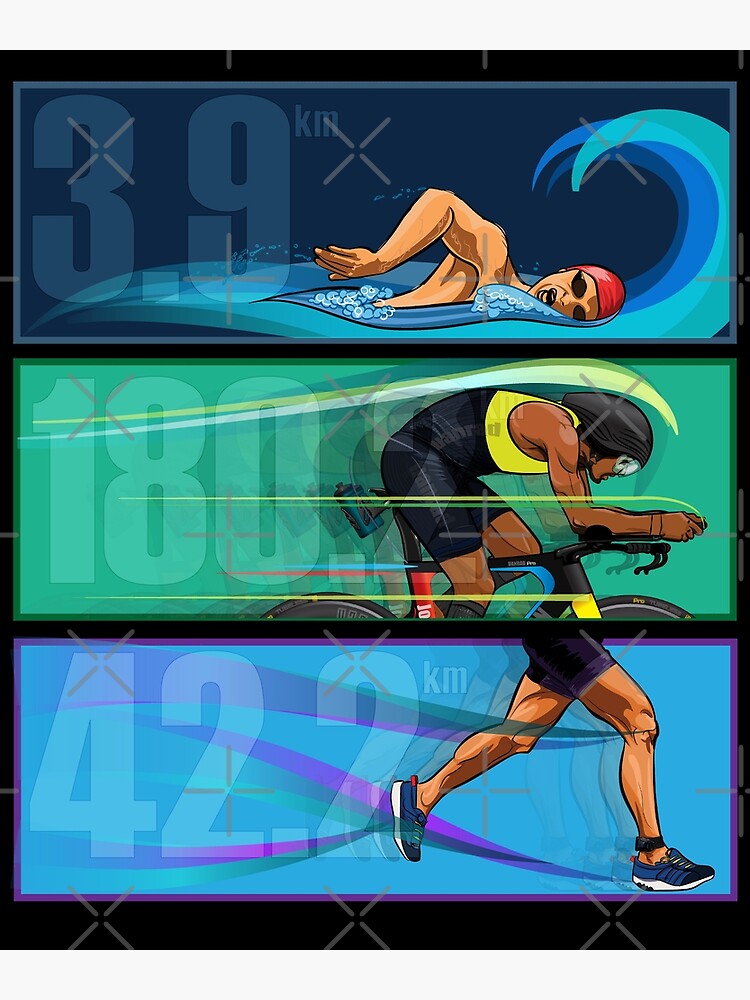 Poster for Sale avec l'œuvre « Course de vélo de natation de