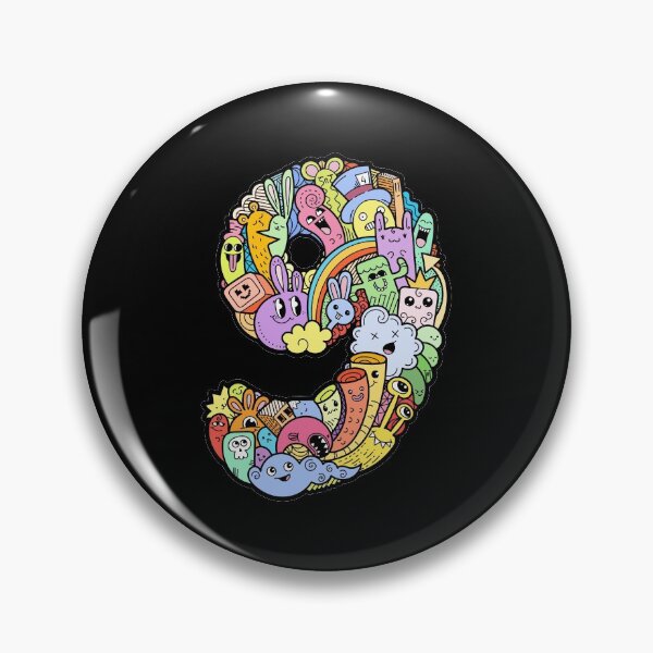 Item preview, Number 9 nine -Funny and Colorful Cute Monster Creatures designed and sold by funwithletters.