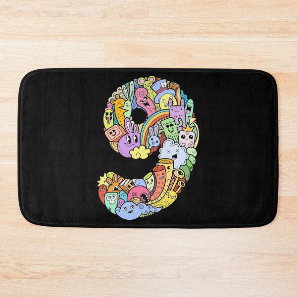Item preview, Number 9 nine -Funny and Colorful Cute Monster Creatures designed and sold by funwithletters.