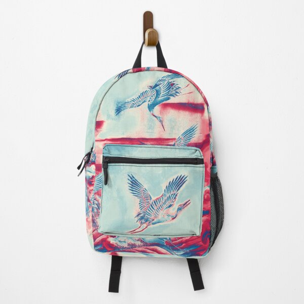 Item preview, FLYING CRANES ,SEA WAVES RED PINK AQUA BLUE JAPANESE KIMONO designed and sold by BulganLumini.