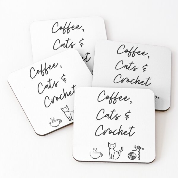 Item preview, Coffee, Cats & Crochet - white designed and sold by aliveinmiddle.