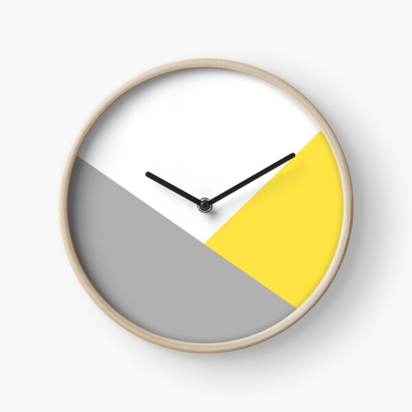 Yellow, grey and white print Clock