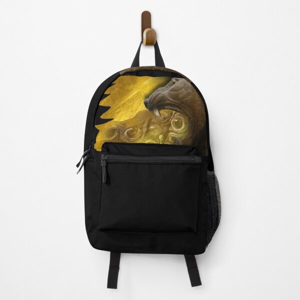 Lion Eating Dreams (Assyrian Lion, Salvator Dali, Hitchcock (Graphic by ACCI) on Gold Backpack