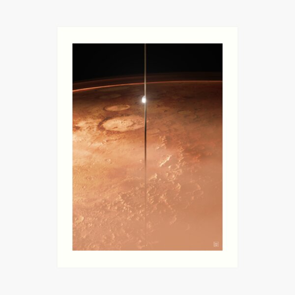 Mars And The Space Elevator Art Print