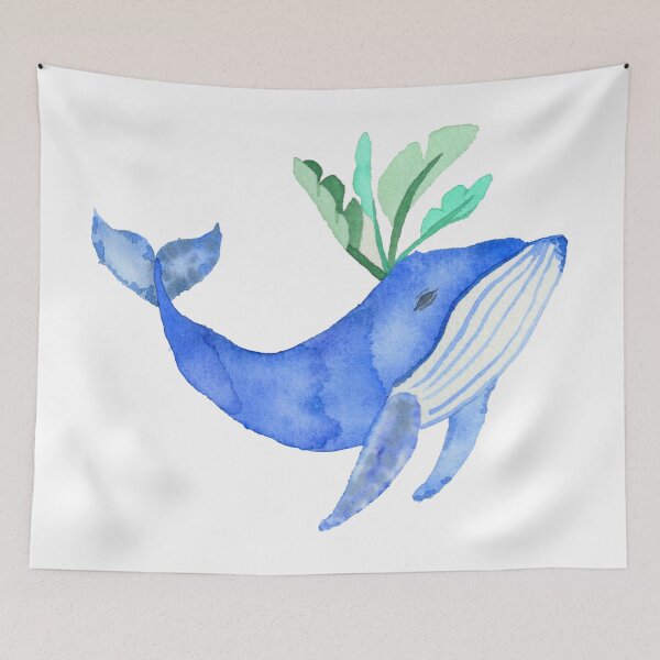 Item preview, Whale splashing leaves, white designed and sold by Sonderblume.