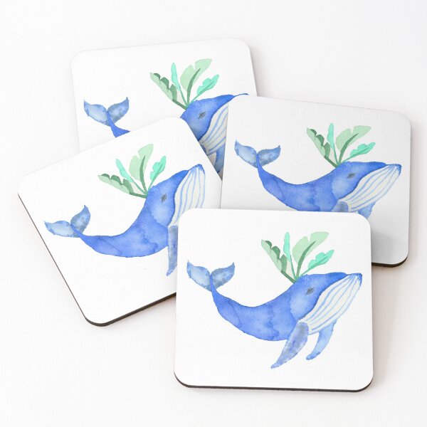 Item preview, Whale splashing leaves, white designed and sold by Sonderblume.