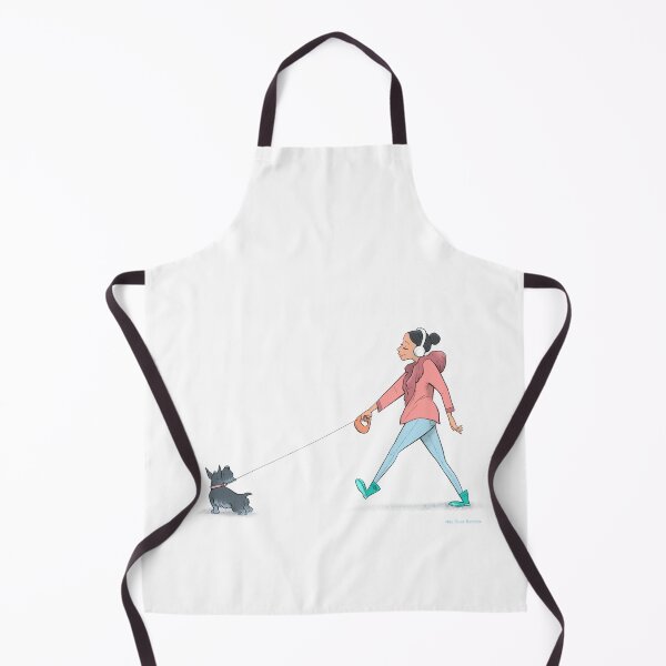 Item preview, Lady going for a morning walk with her Scottish Terrier designed and sold by Mike Green.