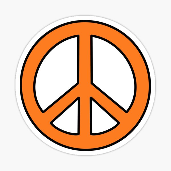Orange Peace Sign Sticker