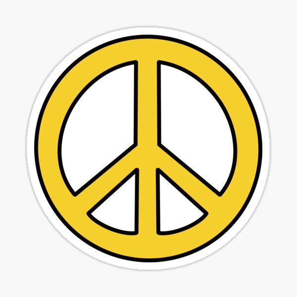 Yellow Peace Sign Sticker