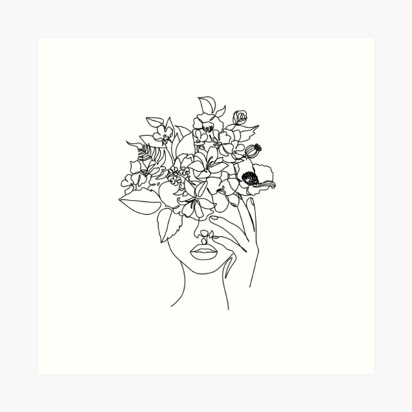 Item preview, Abstract face with butterfly by one line drawing. Portrait minimalistic style. Botanical print. Nature symbol of cosmetics. Modern continuous line art. Fashion print. Beaty salon art Canvas Print designed and sold by OneLinePrint.