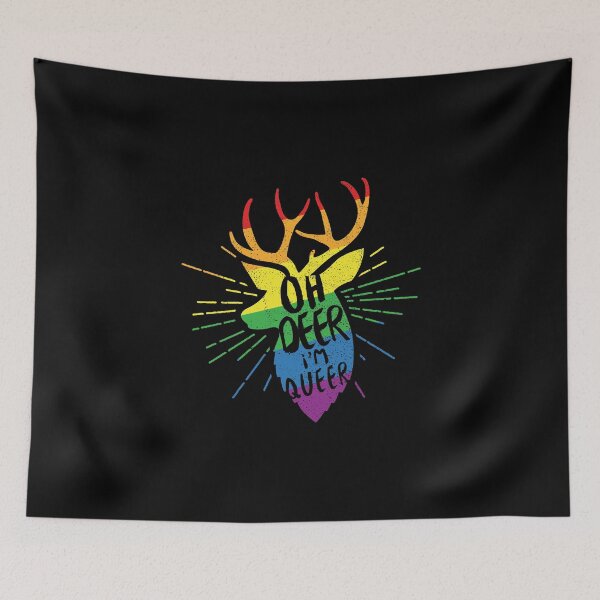 Item preview, Oh Deer Im Queer Funny Pun LGBT Rainbow designed and sold by artworkbyrihen.