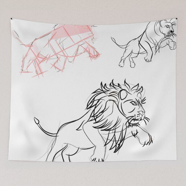 Item preview, lion drawing tutorial |  drawing running lion   designed and sold by KARTICK DUTTA.