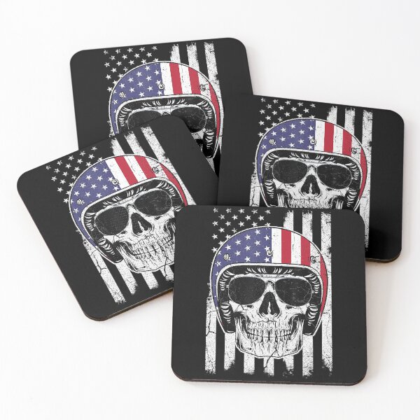 Item preview, 4th of July American Flag Skull Motorcycle designed and sold by CharlieWarren.