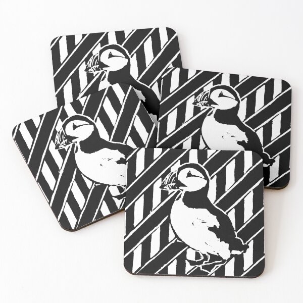 Item preview, Puffin & Stripes Linocut designed and sold by AmyHuntPhotos.