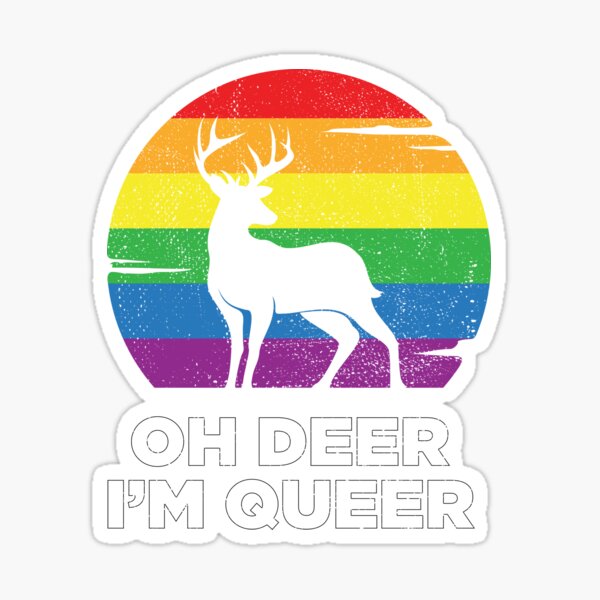 Item preview, Oh Deer Im Queer Funny Pun LGBT Rainbow designed and sold by artworkbyrihen.