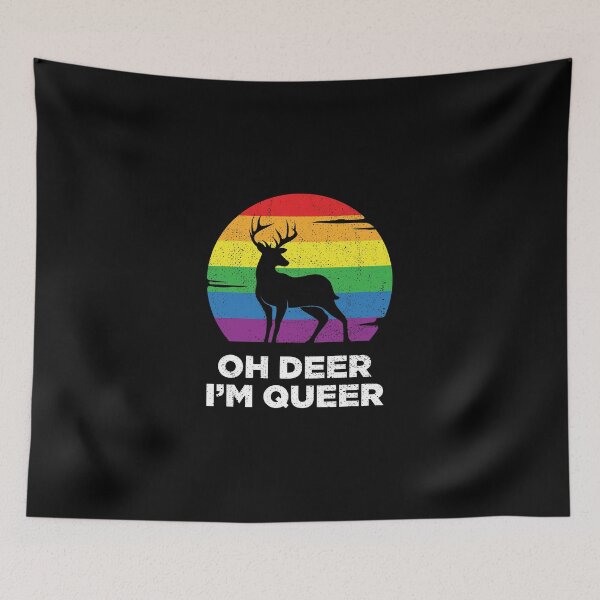 Item preview, Oh Deer Im Queer Funny Pun LGBT Rainbow designed and sold by artworkbyrihen.
