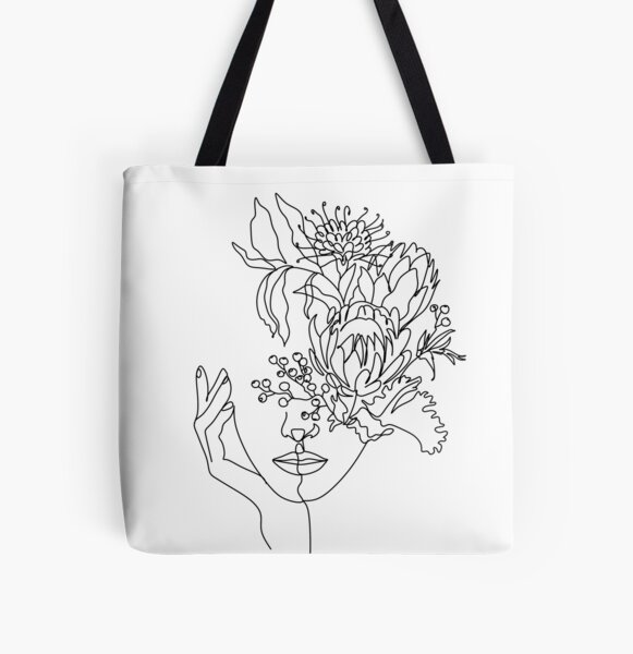 line art man portrait Tote Bag