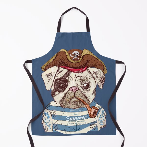 Item preview, pirate dog illustration, Pug Drawing Illustration, Cute pirate dog designed and sold by Halalolo.