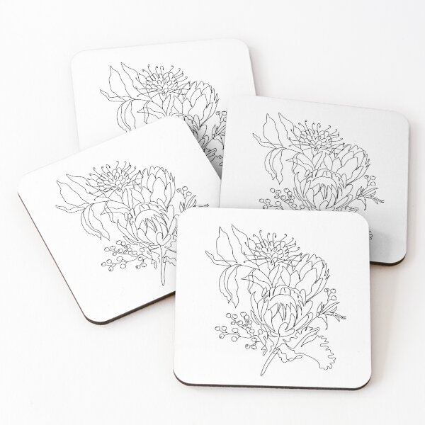 Item preview, native australian flower bouquet Line Art Print designed and sold by OneLinePrint.