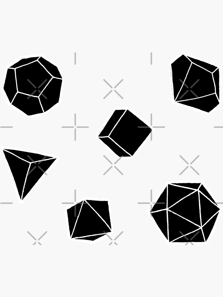 "Dice Bag [black and white lineart pattern/sticker sheet]" Sticker by