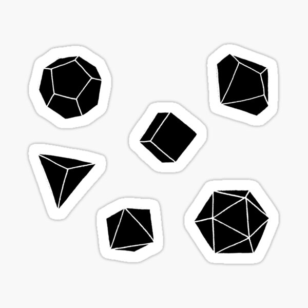 "Dice Bag [black and white lineart pattern/sticker sheet]" Sticker by
