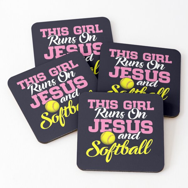 Item preview, This Girl Runs On Jesus and Softball Christian designed and sold by mmos.