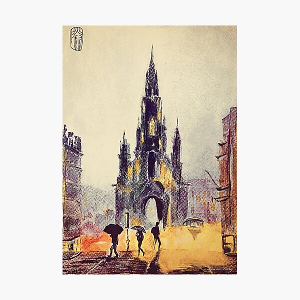 Edinburgh Scott Monument | Travel Scotland | Original Art | Watercolour Painting | Gift Ideas Photographic Print
