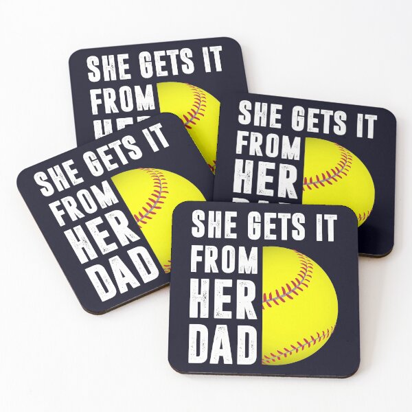 Item preview, Mens She Gets It From Her Dad Vintage Softball Dad designed and sold by mmos.
