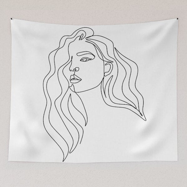 Item preview, One line drawing abstract face continuous line designed and sold by OneLinePrint.