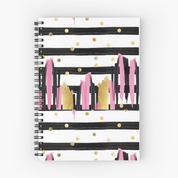 Item preview,  Black Stripes Gold Dots With Pink Brush Marks Pattern For Women And Girls designed and sold by Poshtart.