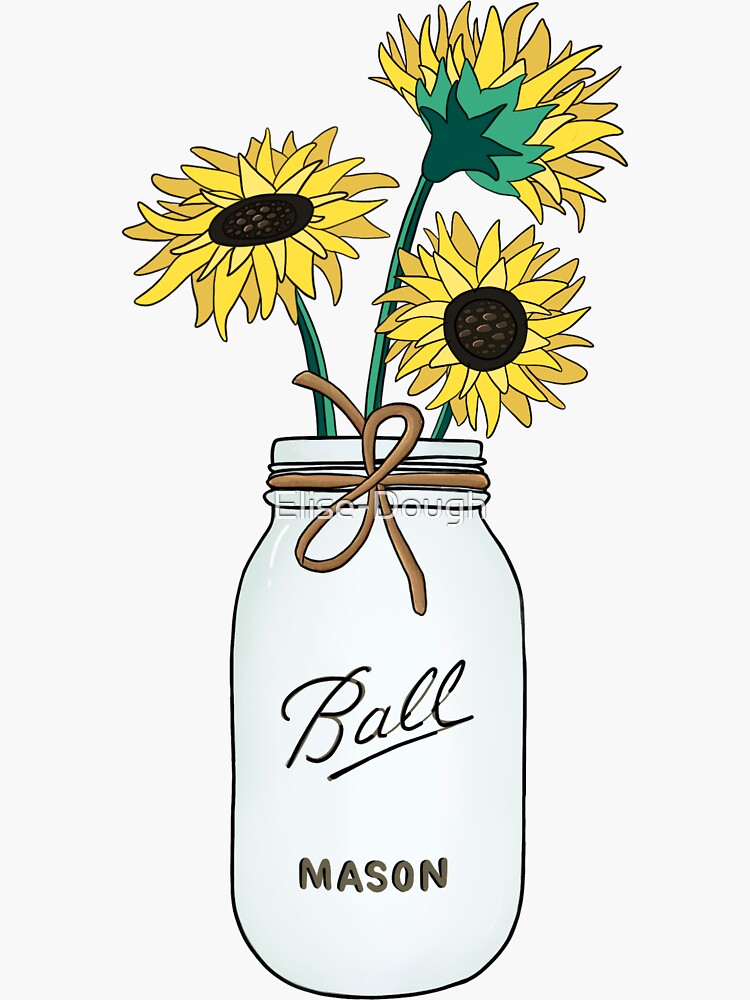 "Sunflower Mason Jar" Sticker for Sale by EliseDough Redbubble