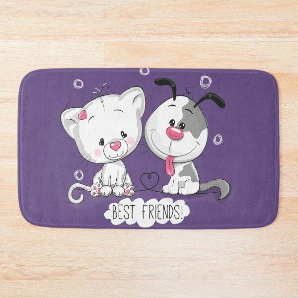 Item preview, Dog–cat relationship Puppy Pet, cartoon animal cartoon, gray dog and white cat illustration designed and sold by Halalolo.