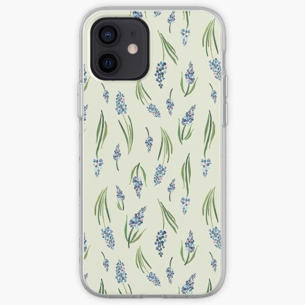 Sophisticated blue muscari ditsy floral pattern iPhone Soft Case