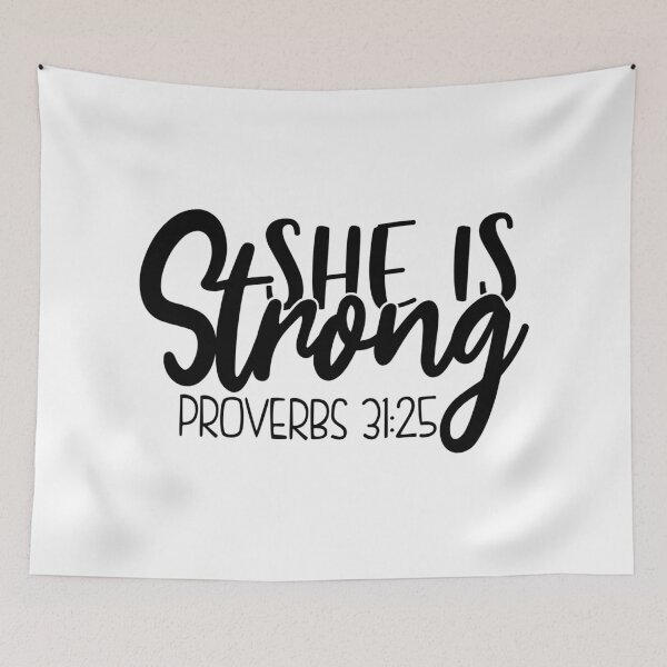 Item preview, She is Strong, Proverbs 31:25, Black, Christian, Jesus, Quote, Believer, Christian Quote, Saying designed and sold by ChristianLife.