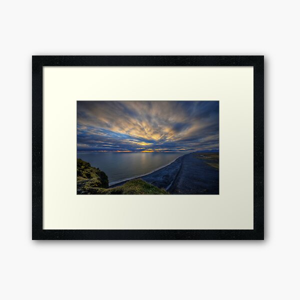 Sunset over Dyrholaey Framed Art Print