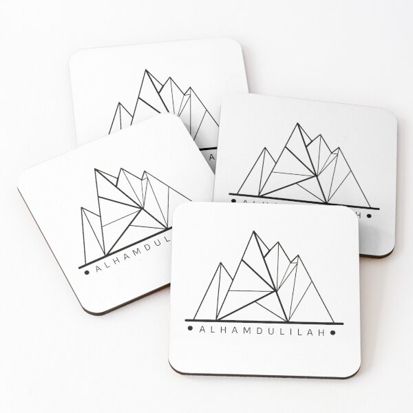 Item preview, Alhamdulilah - Mountain Line Art - Geometric (Black) designed and sold by Shoomoodle.