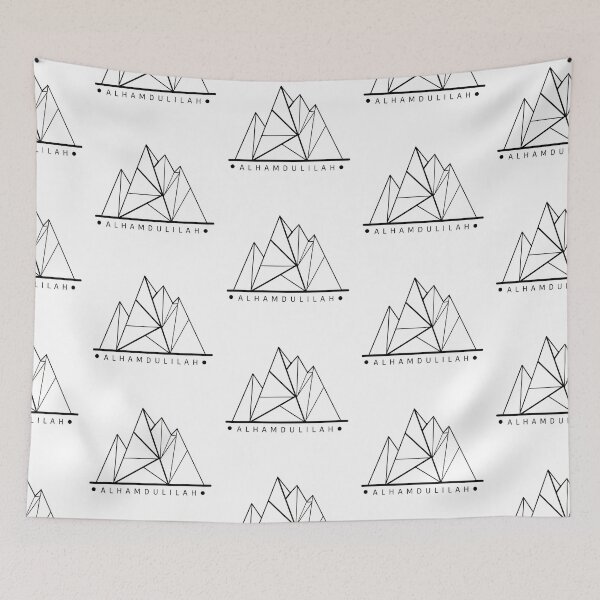 Item preview, Alhamdulilah - Mountain Line Art - Geometric (Black) designed and sold by Shoomoodle.