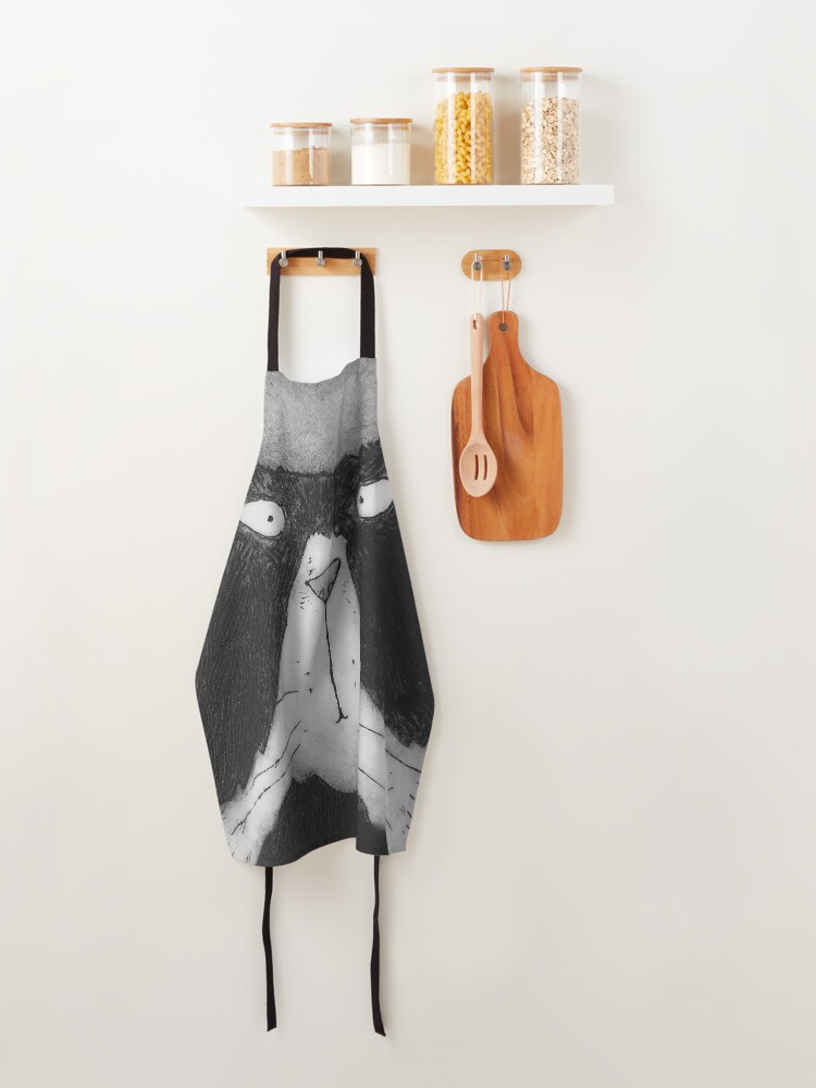 Alternate view of Funny Grumpy Black And White Tom Cat Apron