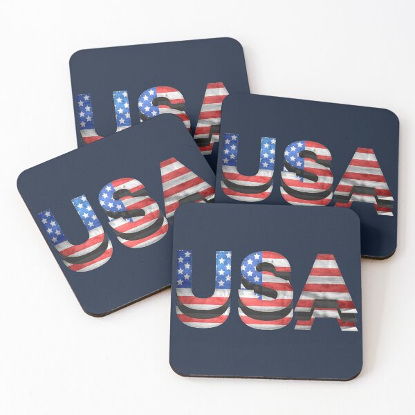 Item preview, USA american flag red white blue and black typography designed and sold by Fashionmonger.