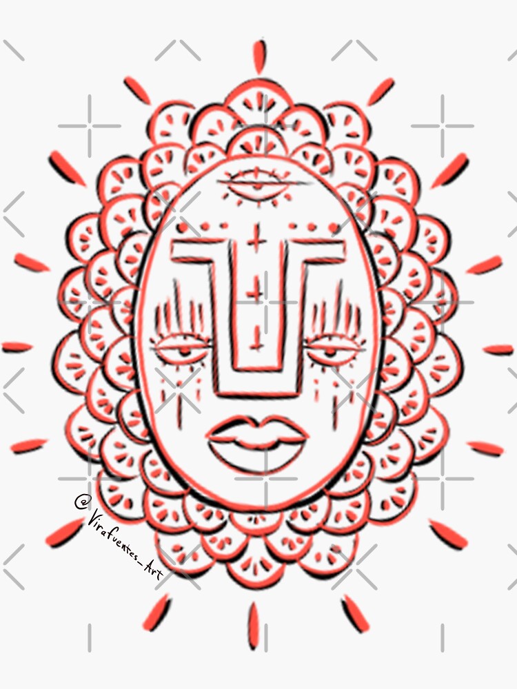 Thumbnail 3 of 3, Sticker, Three Eye Face designed and sold by VirafuentesArt.