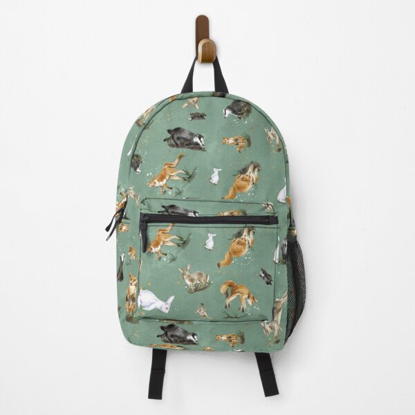 Cottagecore Woodland Animals Foxes Badgers and Bunnies Pattern and Sticker Set Backpack