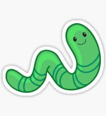 Cute cartoon green worm Sticker
