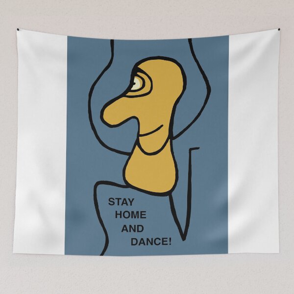 Item preview,  DANCE WITH MASKS; STAY HOME AND DANCE! (Blue-gray Background) designed and sold by dscottlarson.